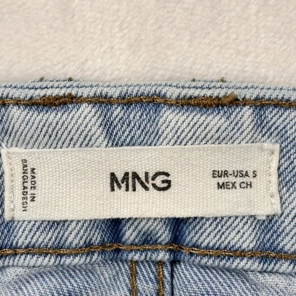 Mango MNG Womens Light Wash Denim Maxi Skirt S-Front Slit High Waist Jean Skirt - Picture 5 of 10